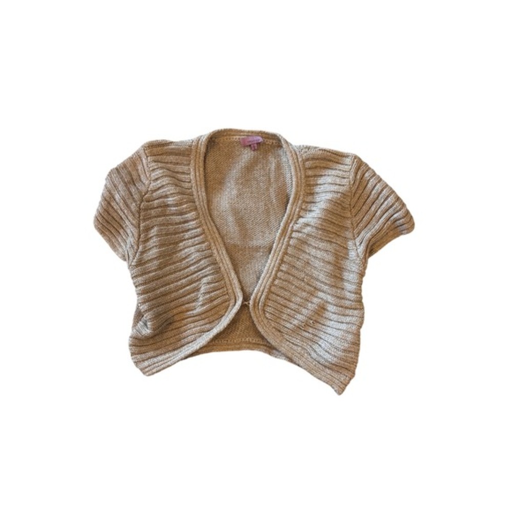 TRUCCO Women's Beige Short Sleeve Knit Bolero Cardigan‎ Size L
